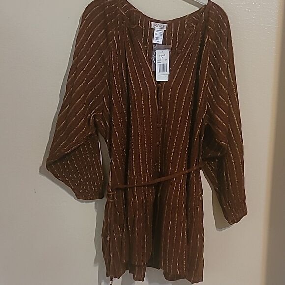NWT L*Space Vida Button Tassel Tie Brown Gold Rare Color Dress Women's Small - Picture 5 of 11